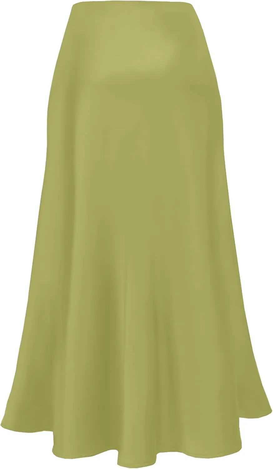 ALCEA ROSEA Womens Satin High Waisted Silk A-line Wedding Elegant Elastic Midi Skirt