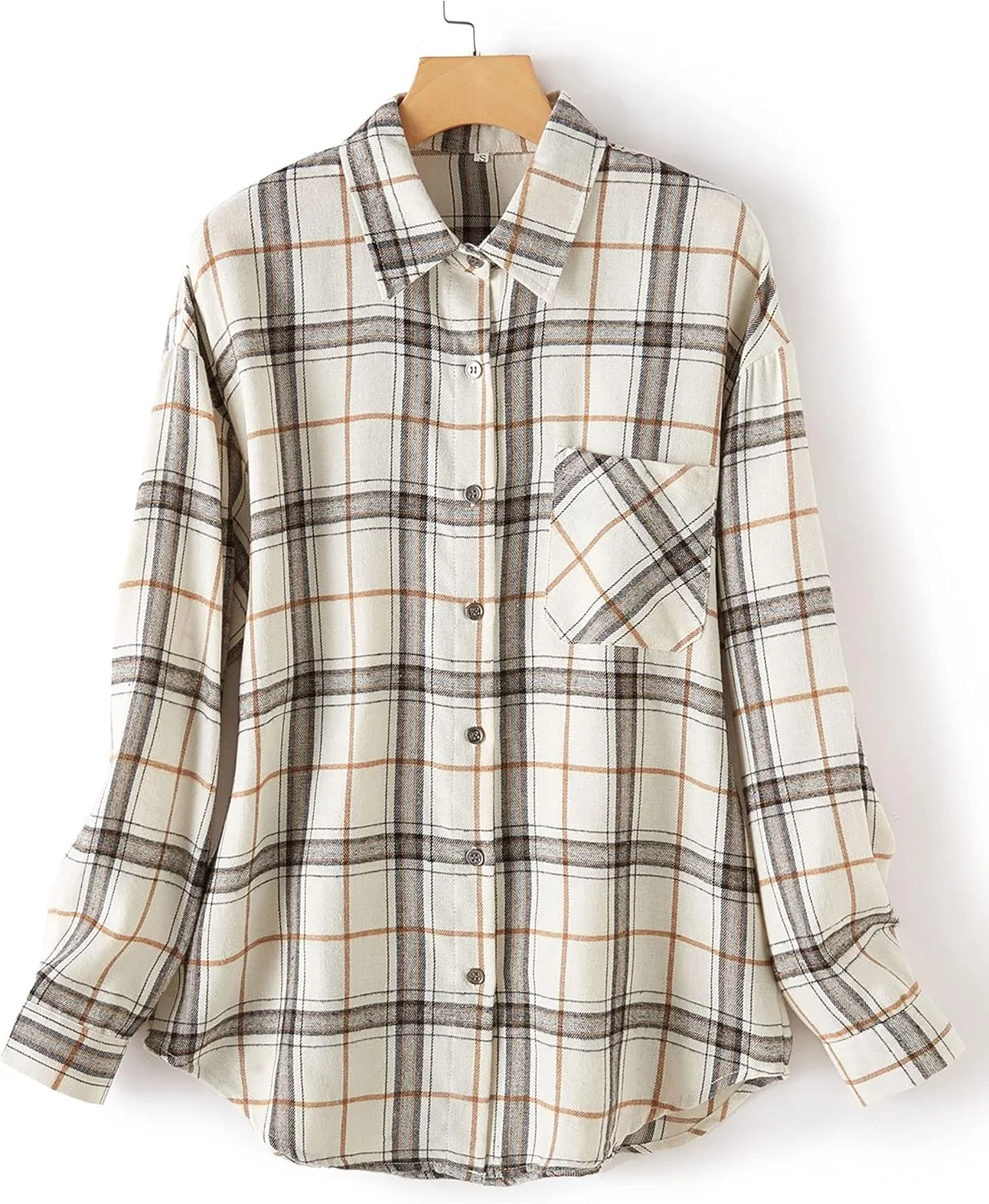 Bozanly Womens Flannel Plaid Shirts Oversized Long Sleeve Button Down Shacket Blouse Tops