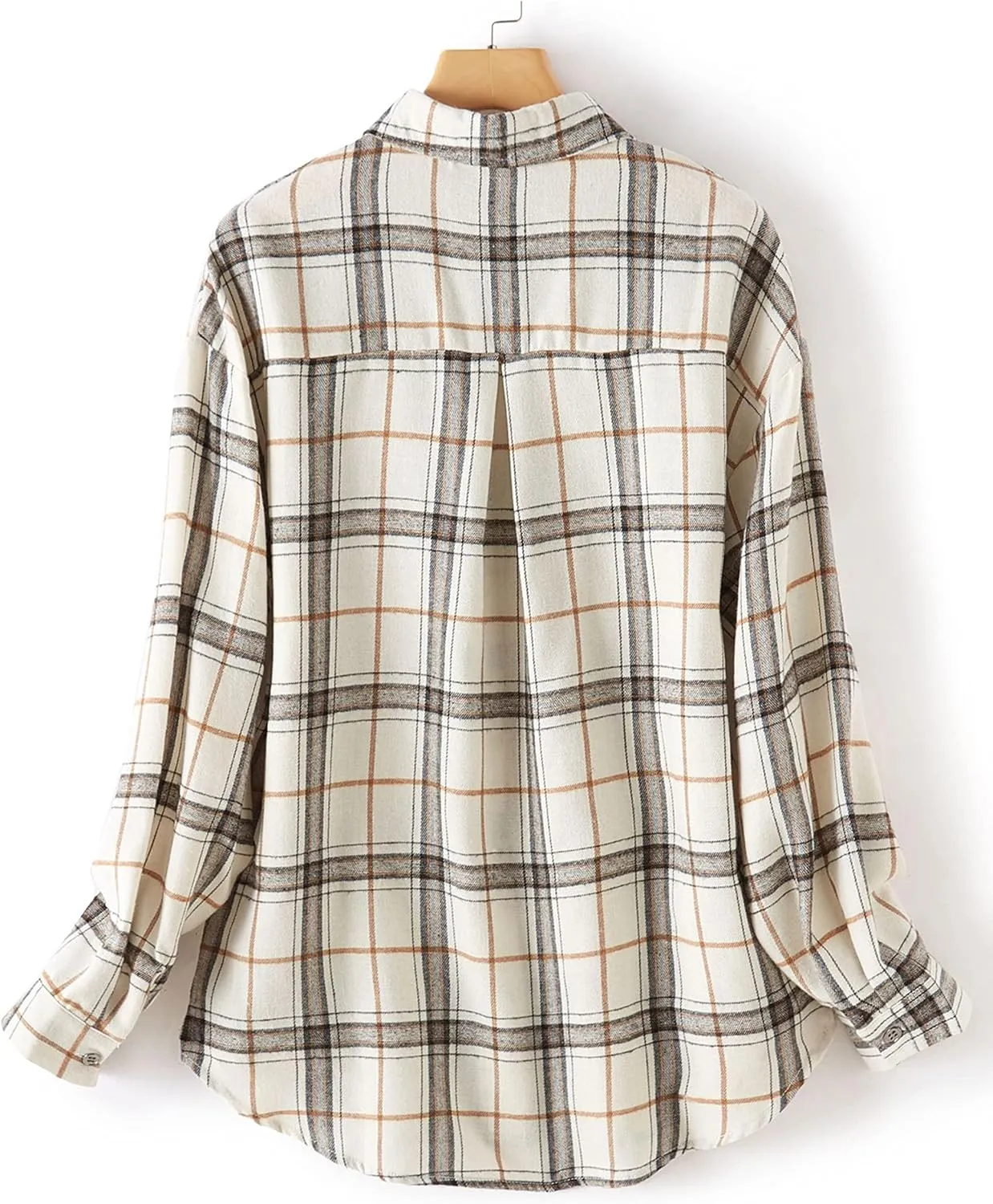 Bozanly Womens Flannel Plaid Shirts Oversized Long Sleeve Button Down Shacket Blouse Tops