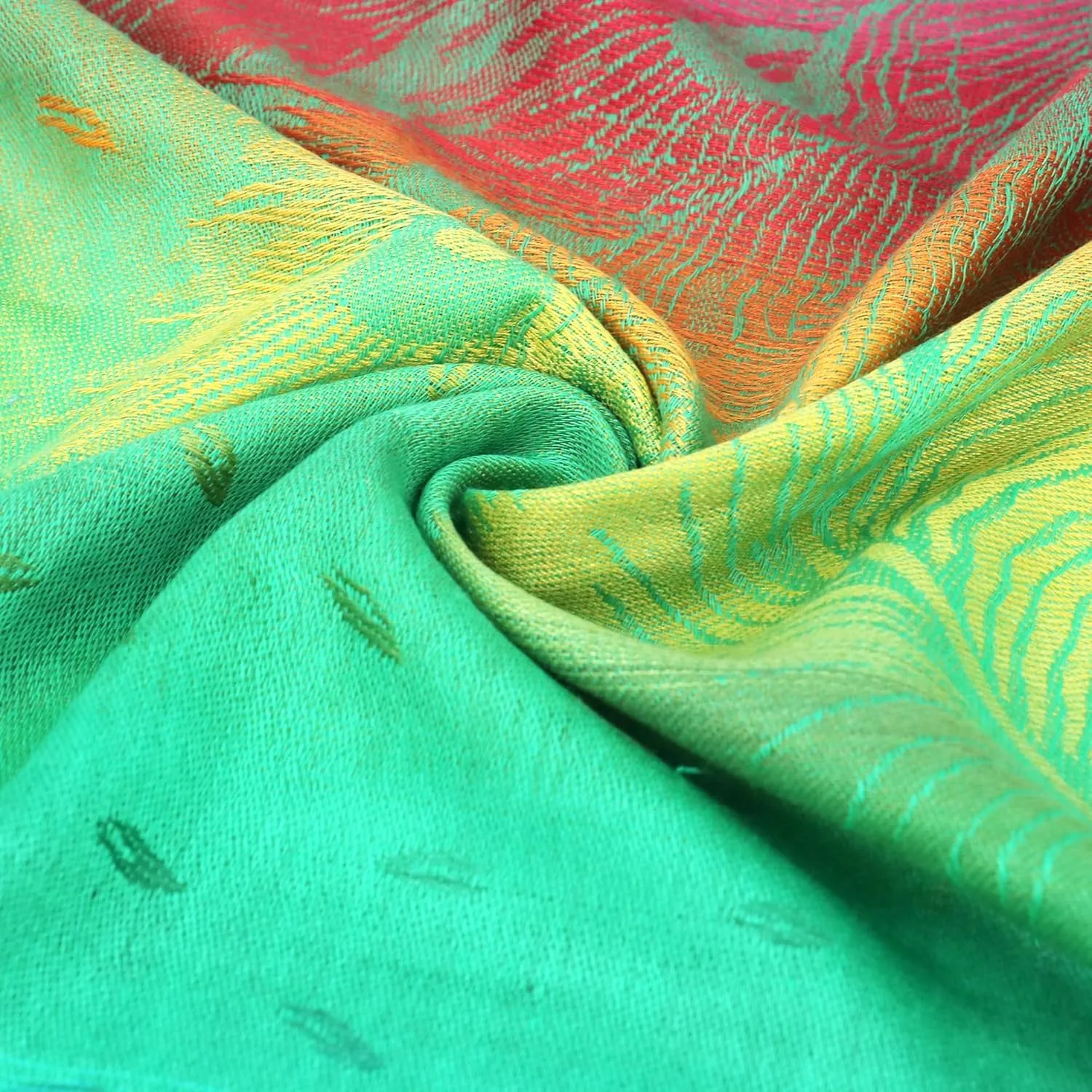 Colorful Pashmina Shawls and Wraps - Soft Rave Scarf Jacquard Silk Satin Rainbow Scarf with Tassels