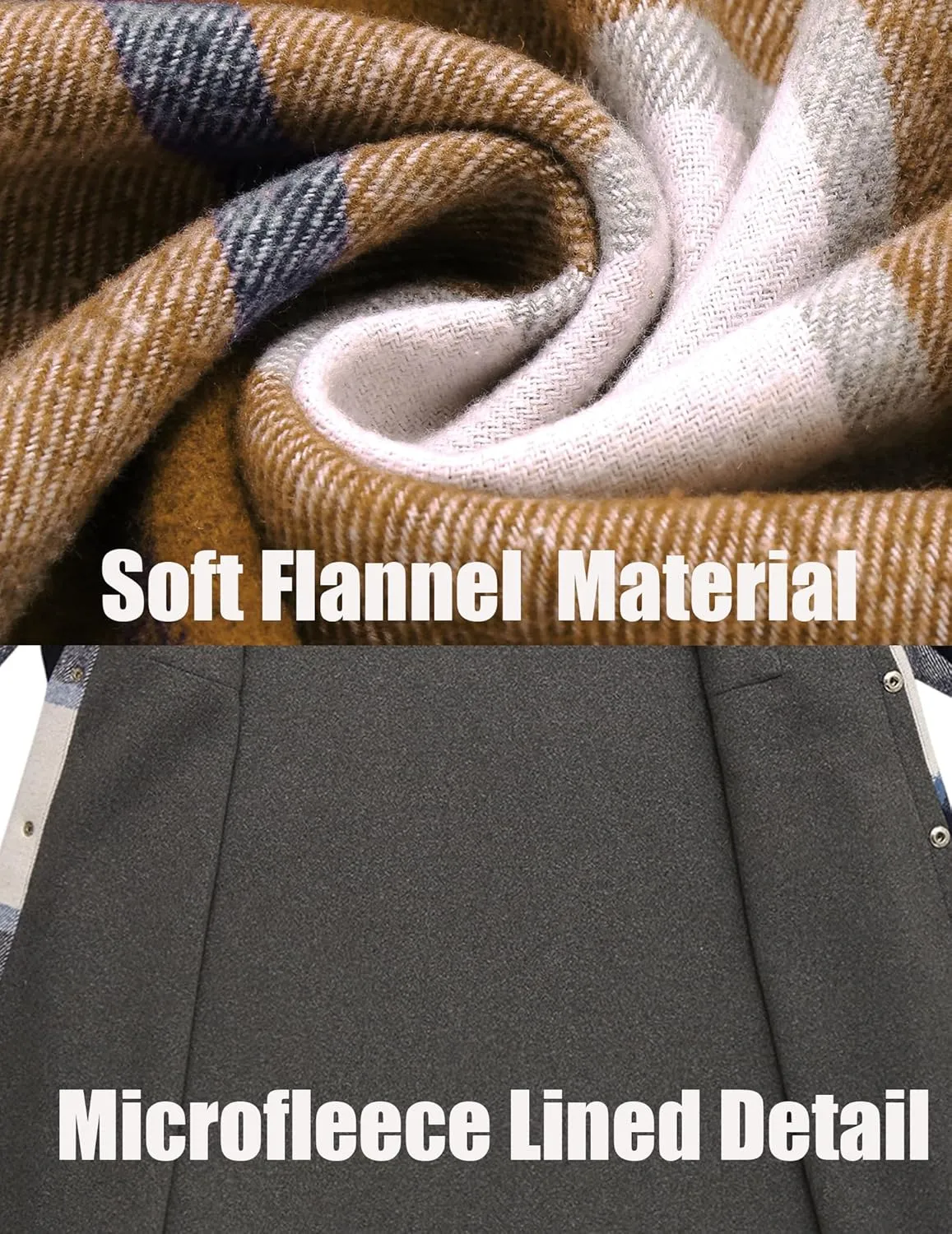 COOFANDY Mens Flannel Shirt Jacket Casual Button Down Plaid Shirt Jackets Warm Lined Sherpa Shacket with Pockets