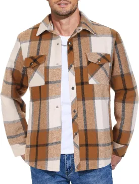 COOFANDY Mens Flannel Shirt Jacket Casual Button Down Plaid Shirt Jackets Warm Lined Sherpa Shacket with Pockets