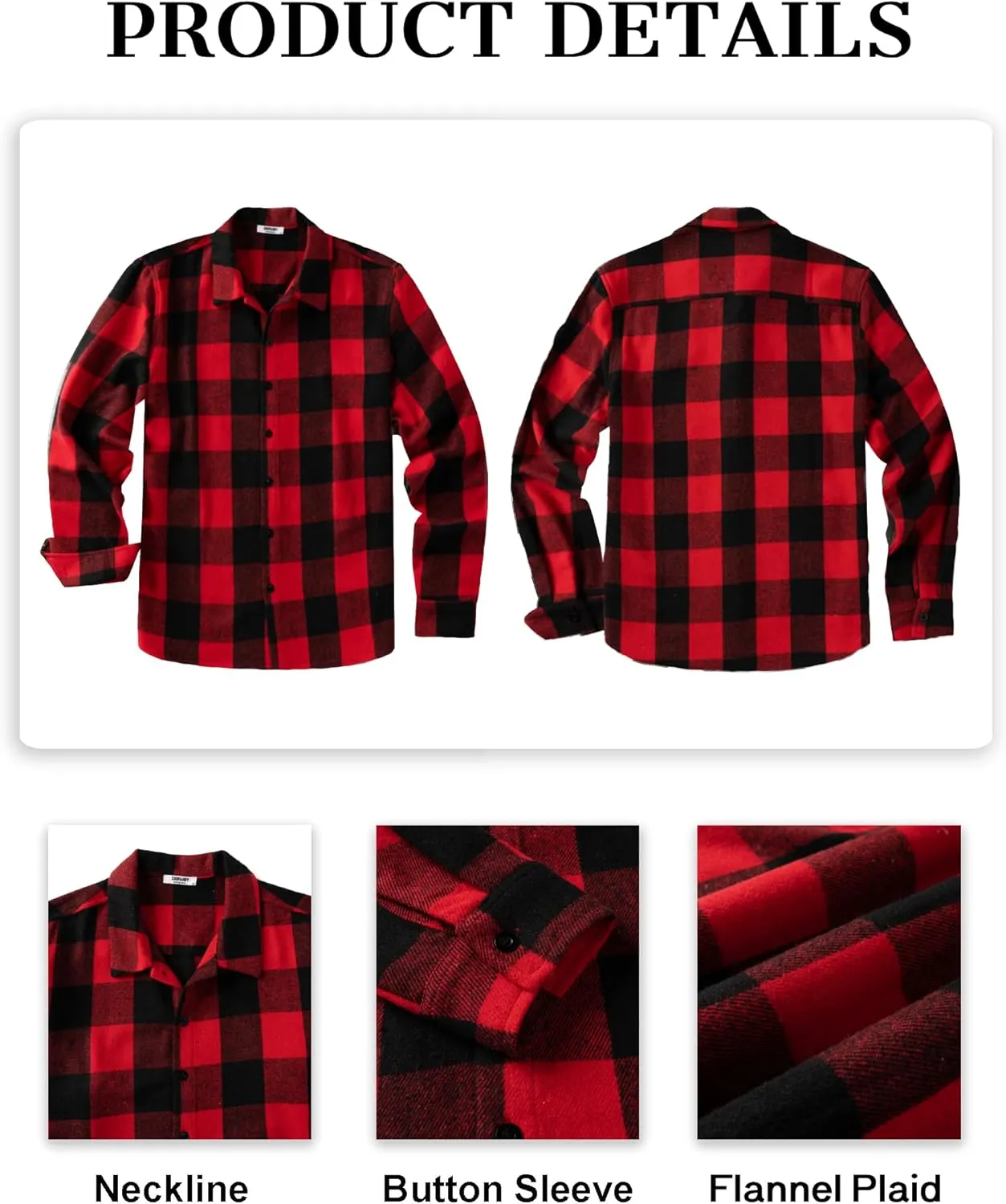 COOFANDY Men's Flannel Shirts Casual Button Down Plaid Shirt Jacket Long Sleeve Fleece Shacket