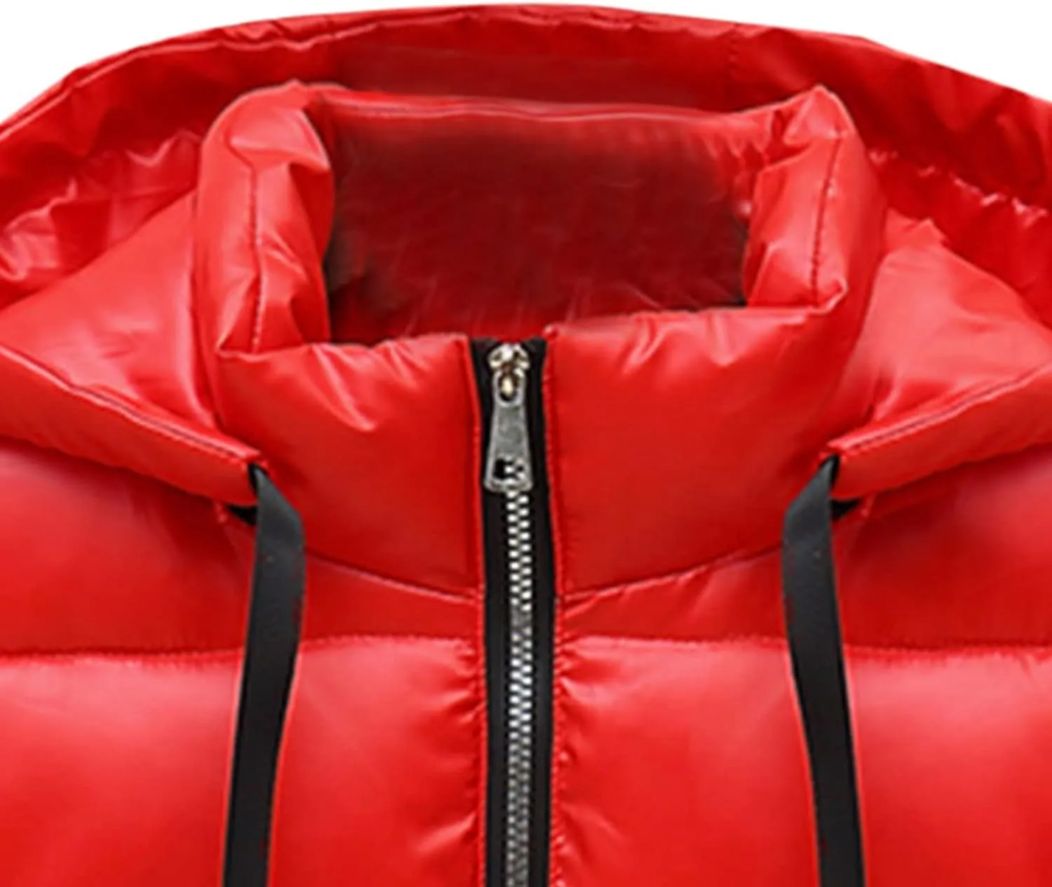 Dgoopd Puffer Vest Men Shiny Hooded Reflective Down Jacket Padded Jacket Vest Thick Quilted Puffer Coat Winter Warm Vest