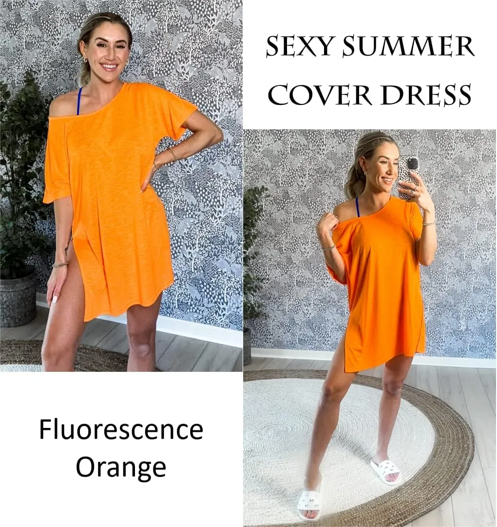 Ekouaer Women's Swimsuit Beach Cover Up Short Sleeve Cover Ups for Swimwear Bathing Suit Coverups S-XXXL