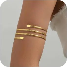 Gold Arm Cuff for Women Gold Arm Cuff Upper Arm Layered Arm Bangle Bracelet Armband Armlet Arm Jewelry Upper Arm Adjustable Arm Cuff Jewelry Accessories