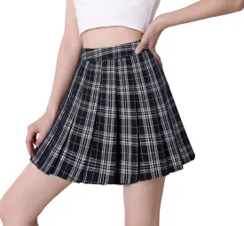 Hoerev Women Girls Short High Waist Pleated Skater Tennis Skirt