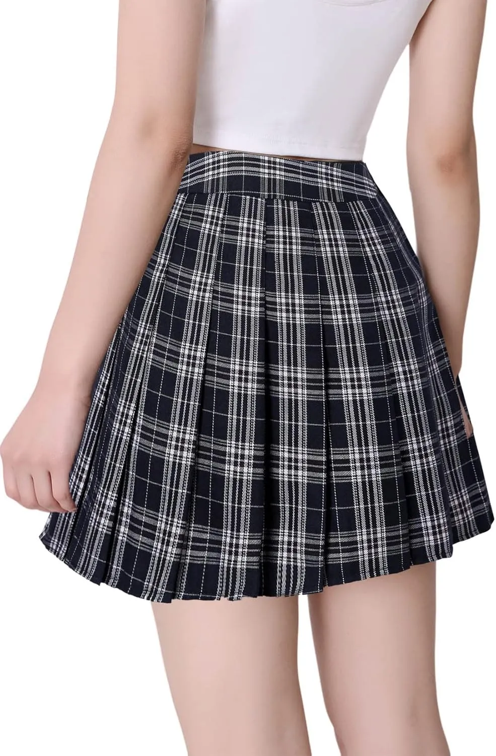 Hoerev Women Girls Short High Waist Pleated Skater Tennis Skirt