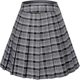 Hoerev Women Girls Short High Waist Pleated Skater Tennis Skirt