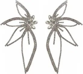 Huge Butterfly Studs Earrings Boho Vintage Rhinestone Statement Earrings Angel Wings Crystal Earrings Shiny Leaf-shaped Flower Stud Earrings Wedding Jewelry Gifts for Women