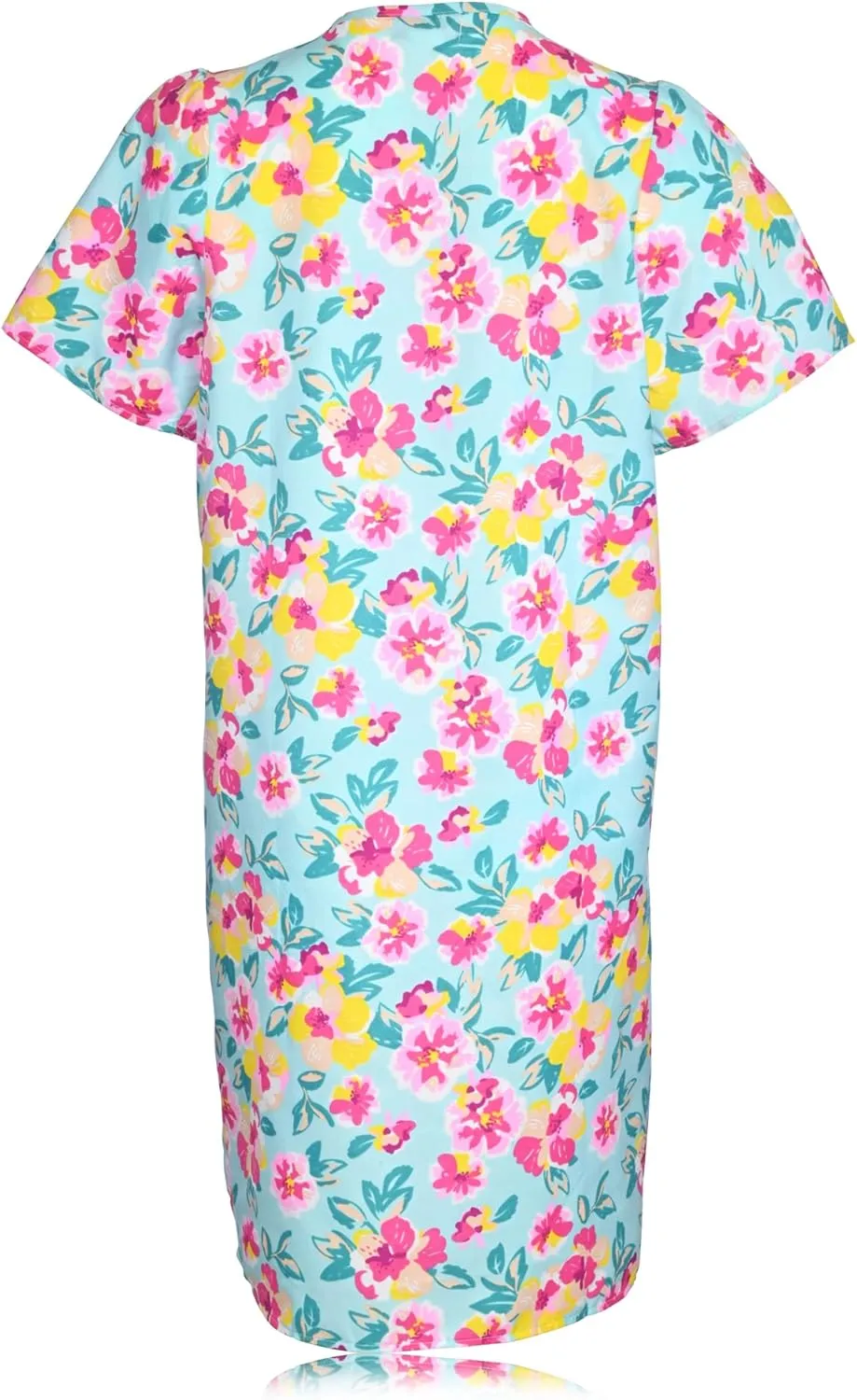 JEFFRICO Womens Snap Front Housecoat Lounger Duster House Dress Short Sleeve Robe