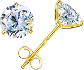 Moissanite Earrings, 0.6ct-4ct D Color VVS1 Clarity Moissanite Earrings for Men Round Cut Moissanite Stud Earrings 18K White Gold Vermeil 925 Sterling Silver Stud Earrings for Women as gifts