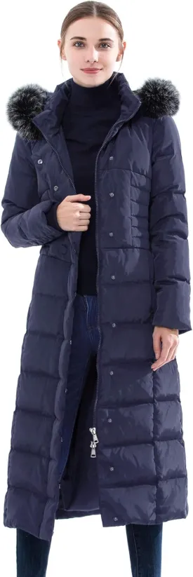 Obosoyo Women's Hooded Thickened Long Down Jacket Maxi Down Parka Puffer Coat