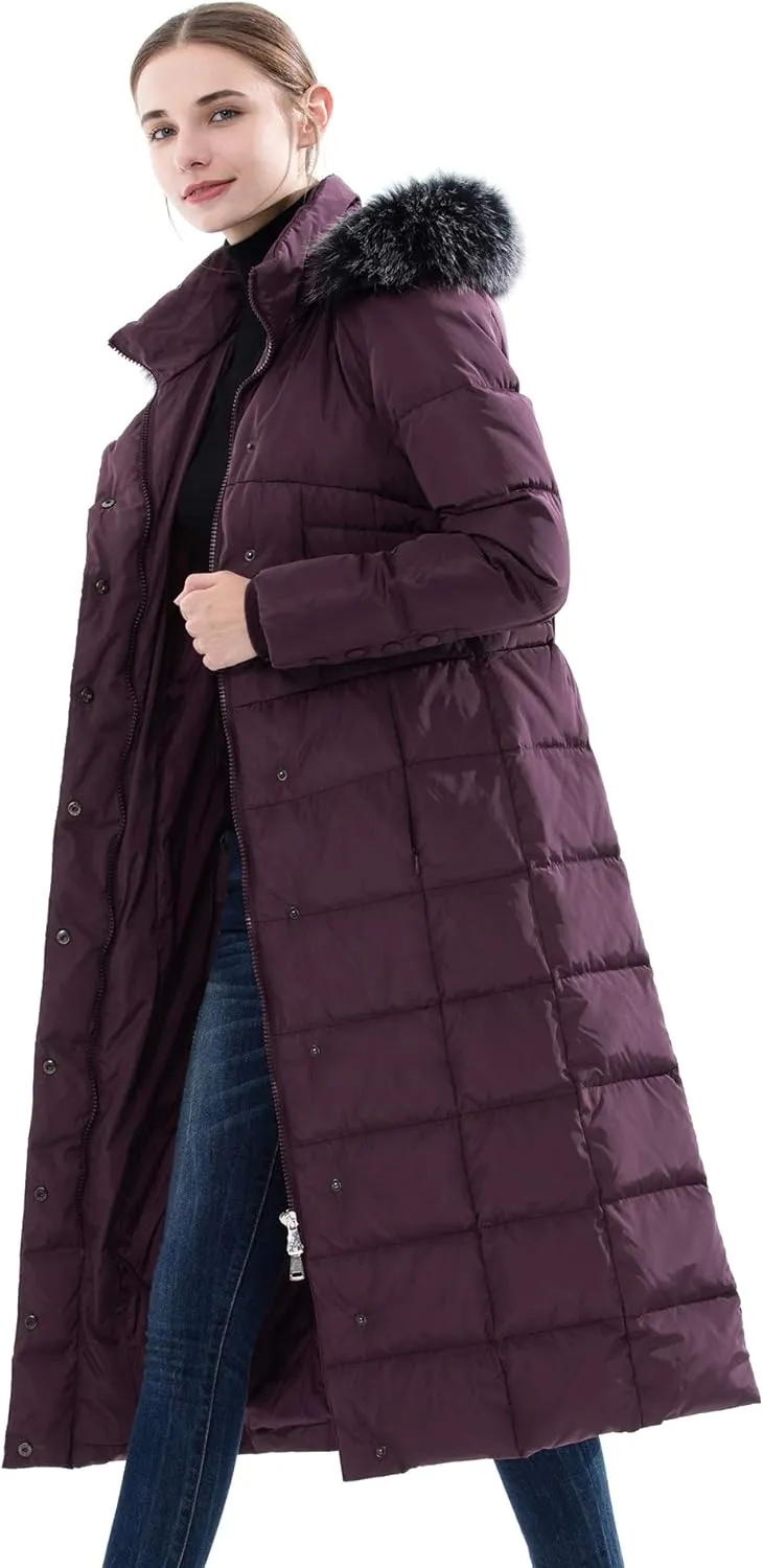 Obosoyo Women's Hooded Thickened Long Down Jacket Maxi Down Parka Puffer Coat