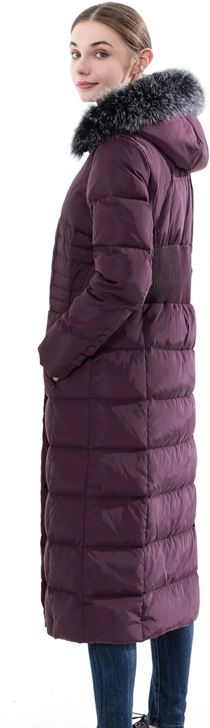Obosoyo Women's Hooded Thickened Long Down Jacket Maxi Down Parka Puffer Coat