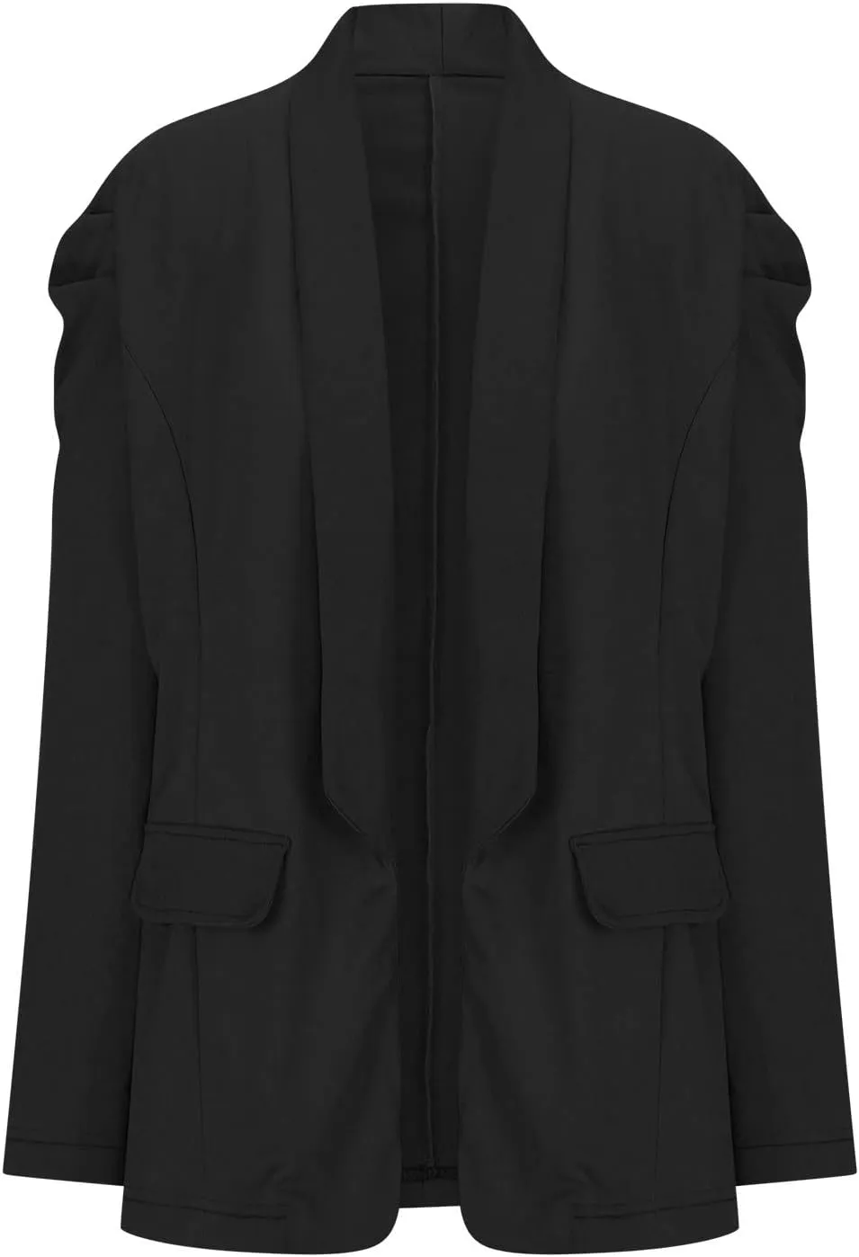 Puff Sleeve Blazers for Women 2023 Pad Shoulder Open Front Work Blazer Suit Business Solid Color Coats Office Jacket