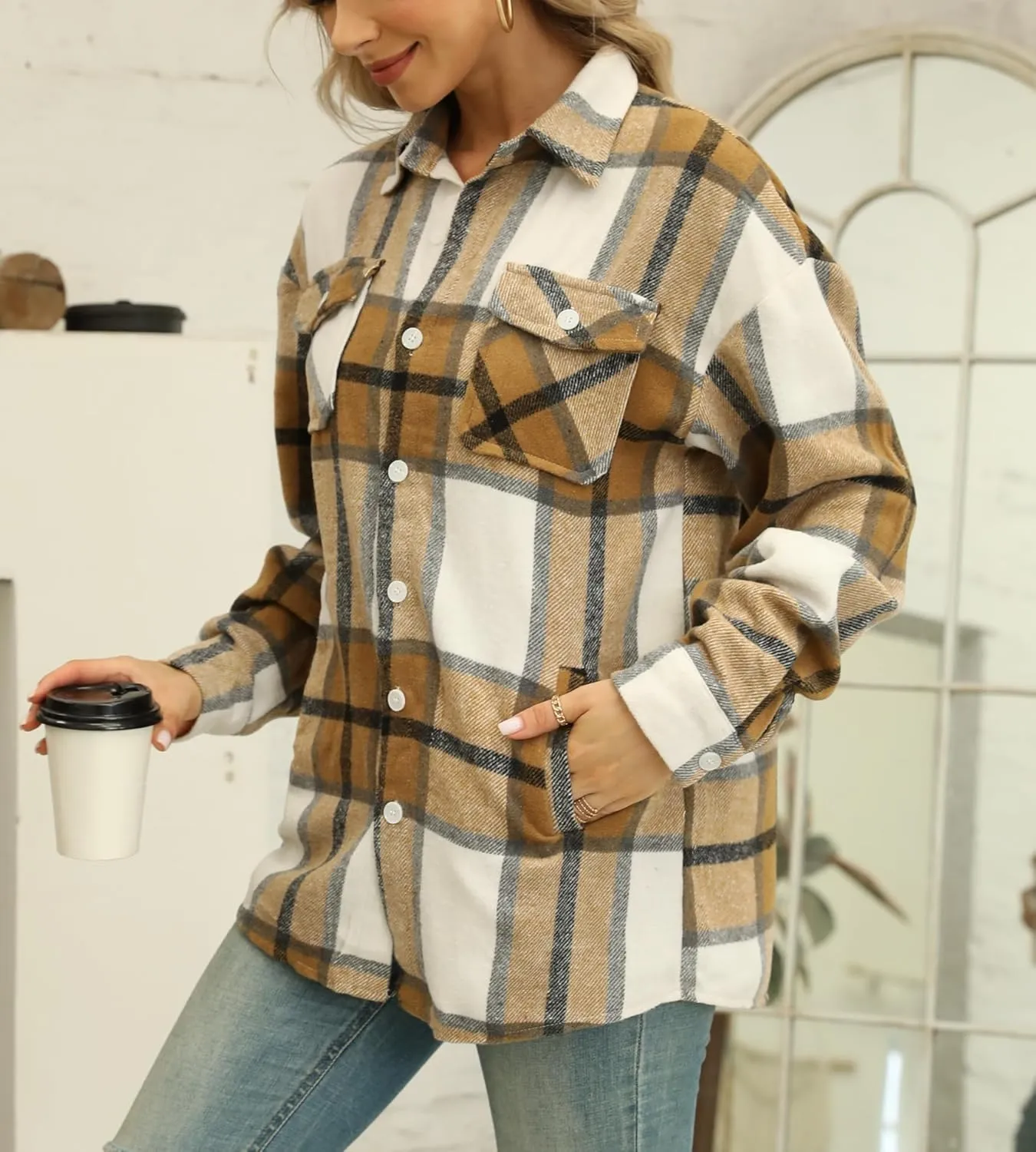 SANGTREE Girls Womens Flannel Shirt Long Sleeve Button Down Plaid Shirt Jacket, 3 Months - US 2XL