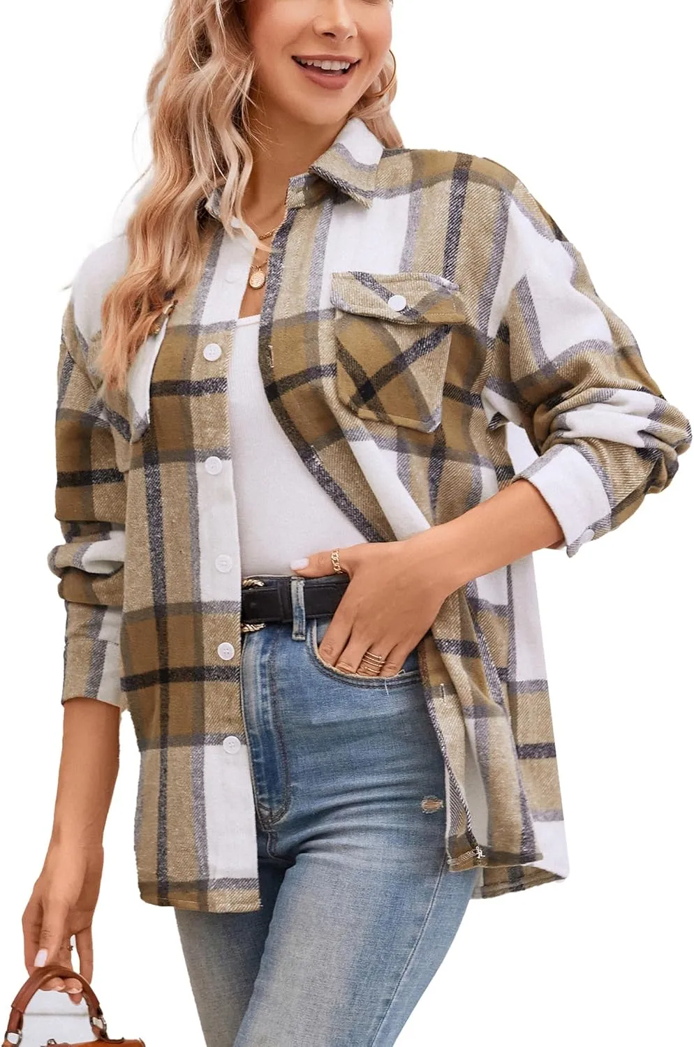 SANGTREE Girls Womens Flannel Shirt Long Sleeve Button Down Plaid Shirt Jacket, 3 Months - US 2XL