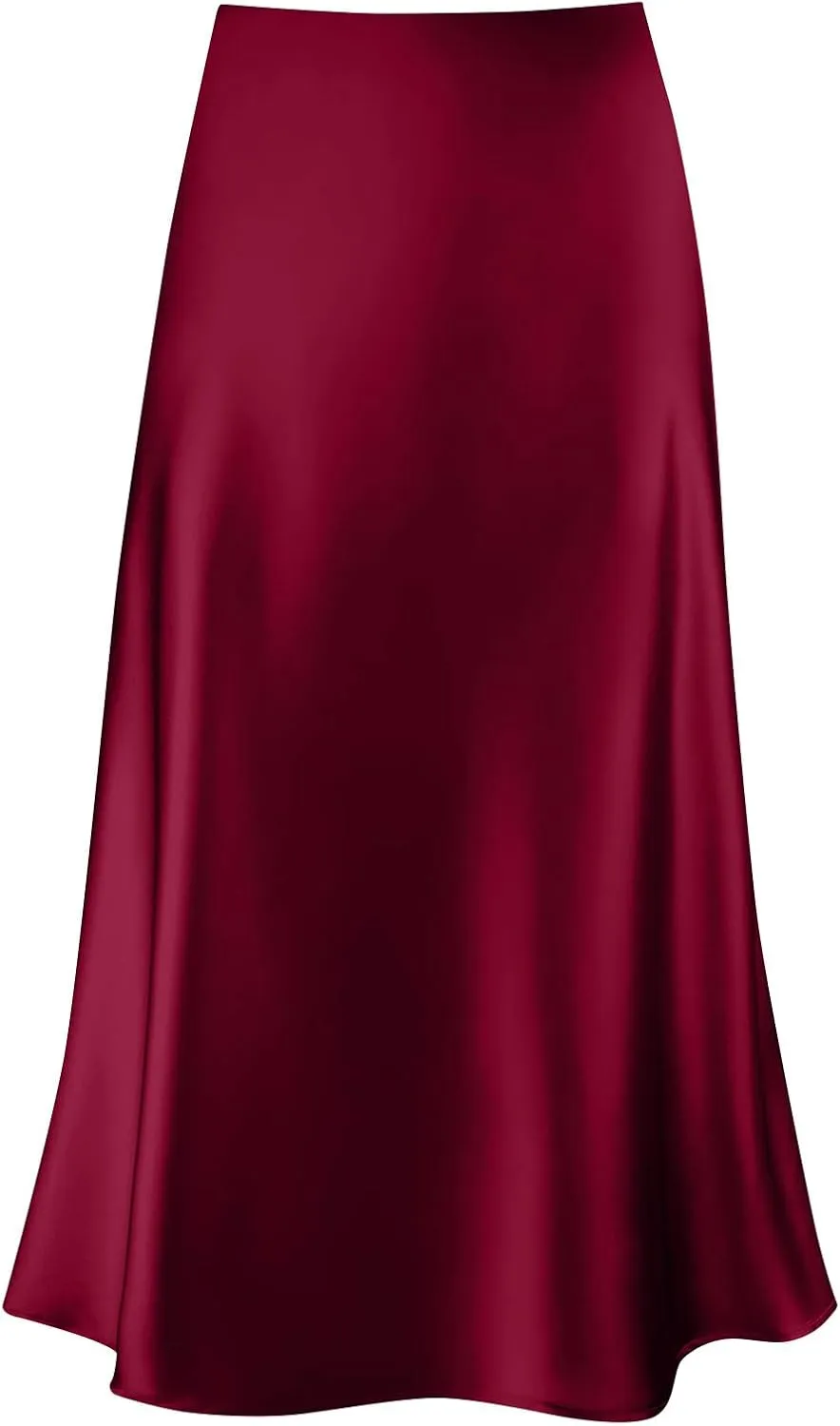 Satin Skirts for Women Summer Casual Flowy Silk High Waisted Modest Flared Ruffle Work Cocktail A Line Midi Skirts