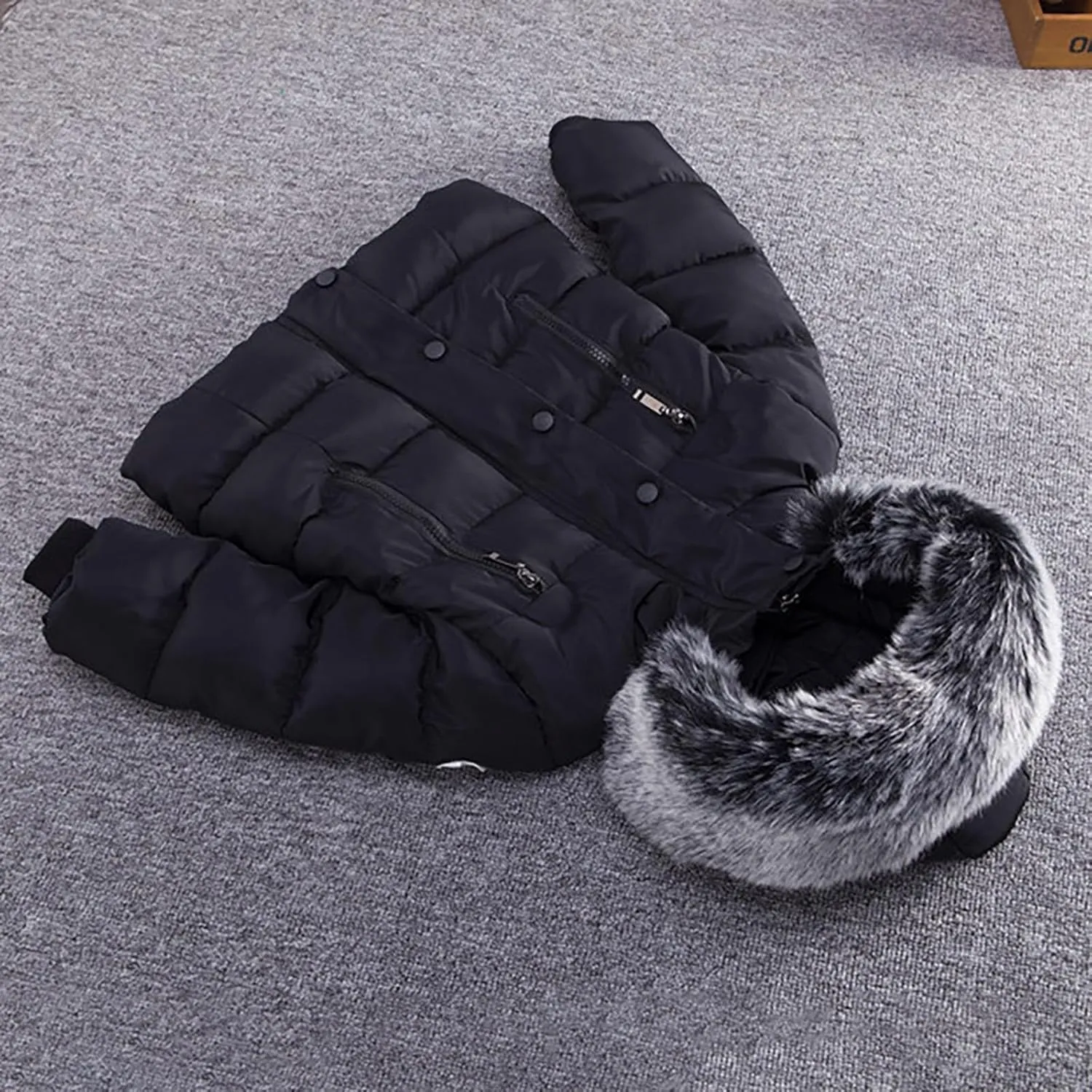 Toddler Coat Thicken Fur Collar Hoodie Jacket Warm Baby Winter Puffer Parka Padded Jacket Baby Boys Girls Outerwear