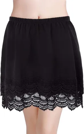 Vanrose Jan Skirt Extender for Women Knee Length Lace Trim Layering Underskirt Half Slip S-5XL