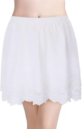 Vanrose Jan Skirt Extender for Women Knee Length Lace Trim Layering Underskirt Half Slip S-5XL