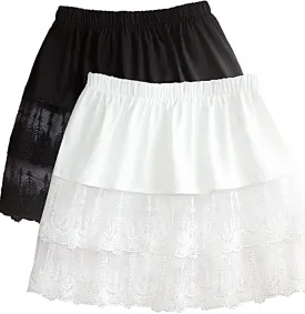 Vanrose Jan Womens Lace Shirt Extender See Through Lace Underskirts Layering Half Slip Clothing Accessories