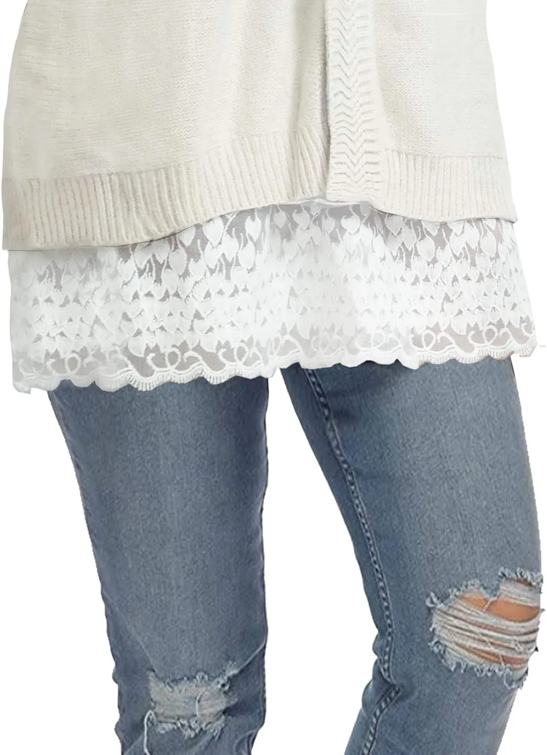 Vanrose Jan Womens Lace Shirt Extender See Through Lace Underskirts Layering Half Slip Clothing Accessories