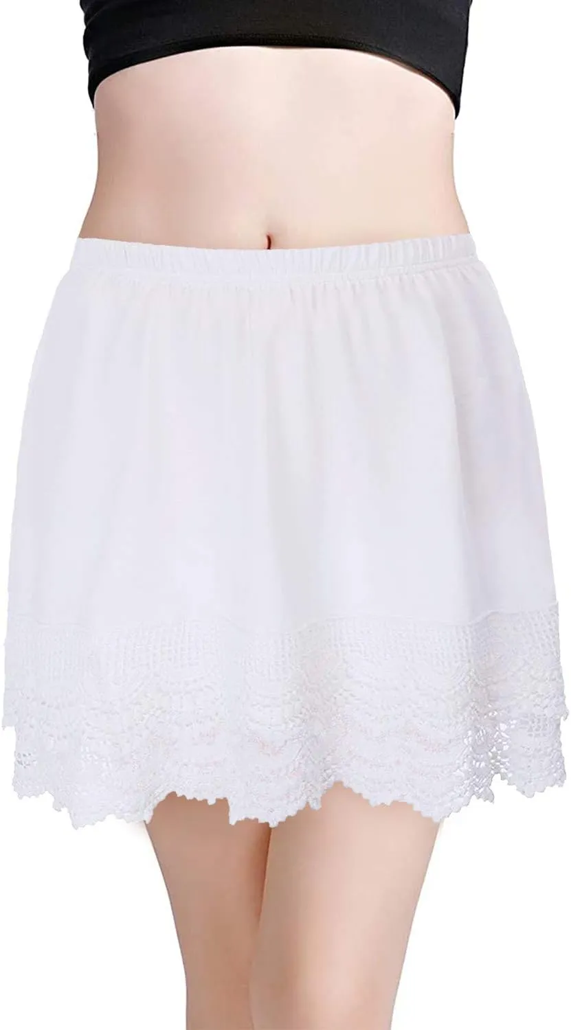 Vanrose Jan Womens Lace Shirt Extender See Through Lace Underskirts Layering Half Slip Clothing Accessories