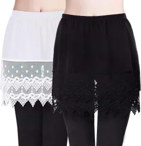 Vanrose Jan Womens Lace Shirt Extender See Through Lace Underskirts Layering Half Slip Clothing Accessories