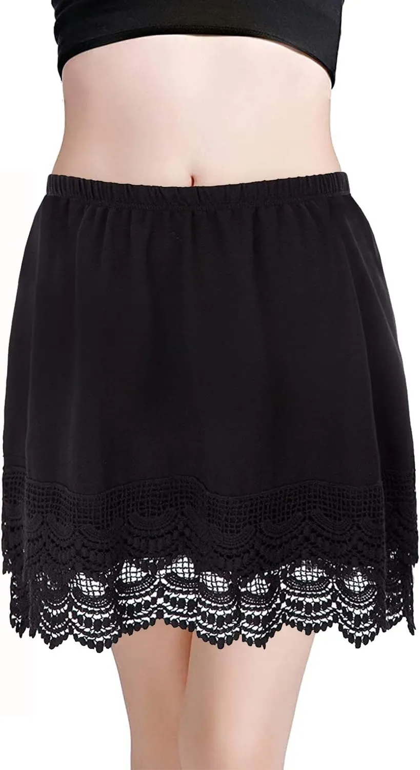 Vanrose Jan Womens Lace Shirt Extender See Through Lace Underskirts Layering Half Slip Clothing Accessories