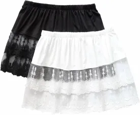 Vanrose Jan Womens Lace Shirt Extender See Through Lace Underskirts Layering Half Slip Clothing Accessories