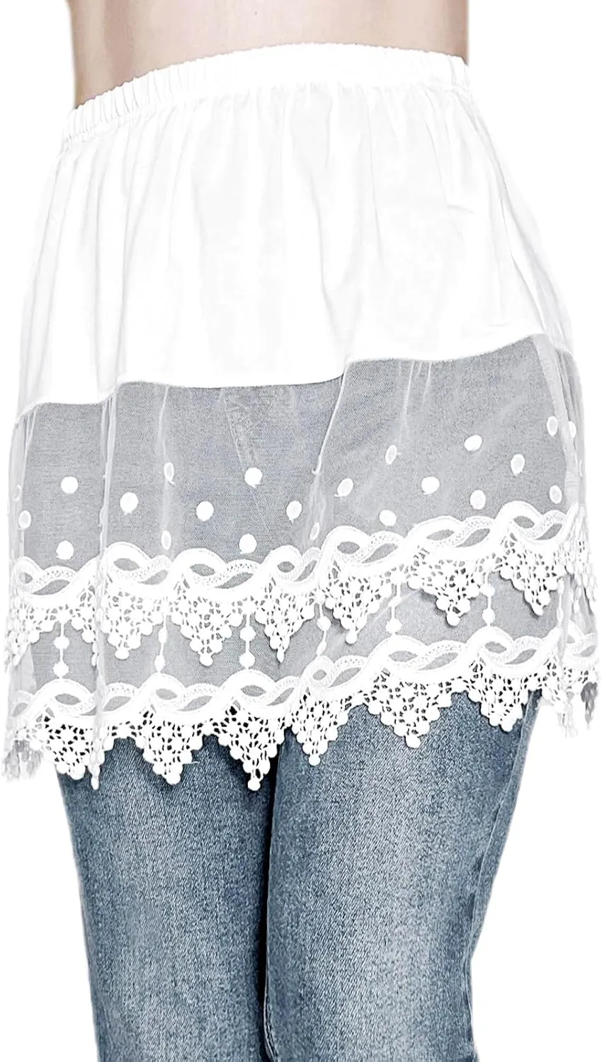 Vanrose Jan Womens Lace Shirt Extender See Through Lace Underskirts Layering Half Slip Clothing Accessories