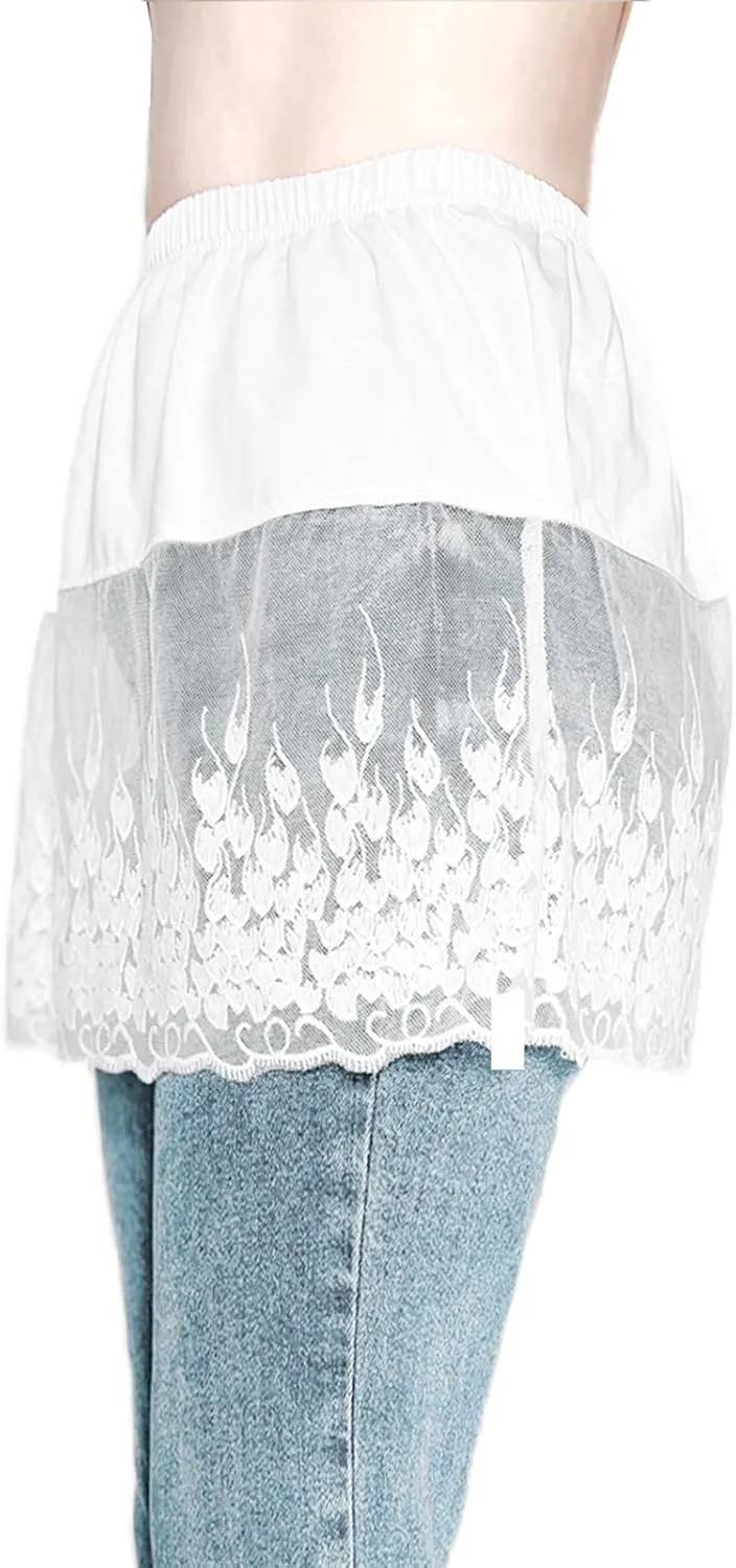 Vanrose Jan Womens Lace Shirt Extender See Through Lace Underskirts Layering Half Slip Clothing Accessories