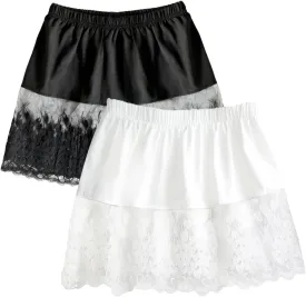 Vanrose Jan Womens Lace Shirt Extender See Through Lace Underskirts Layering Half Slip Clothing Accessories