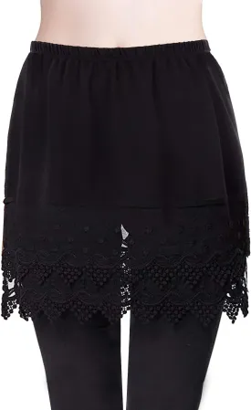 Vanrose Jan Women's Sheer Underskirt See Through Lace Trim Layering V28 Black S/M