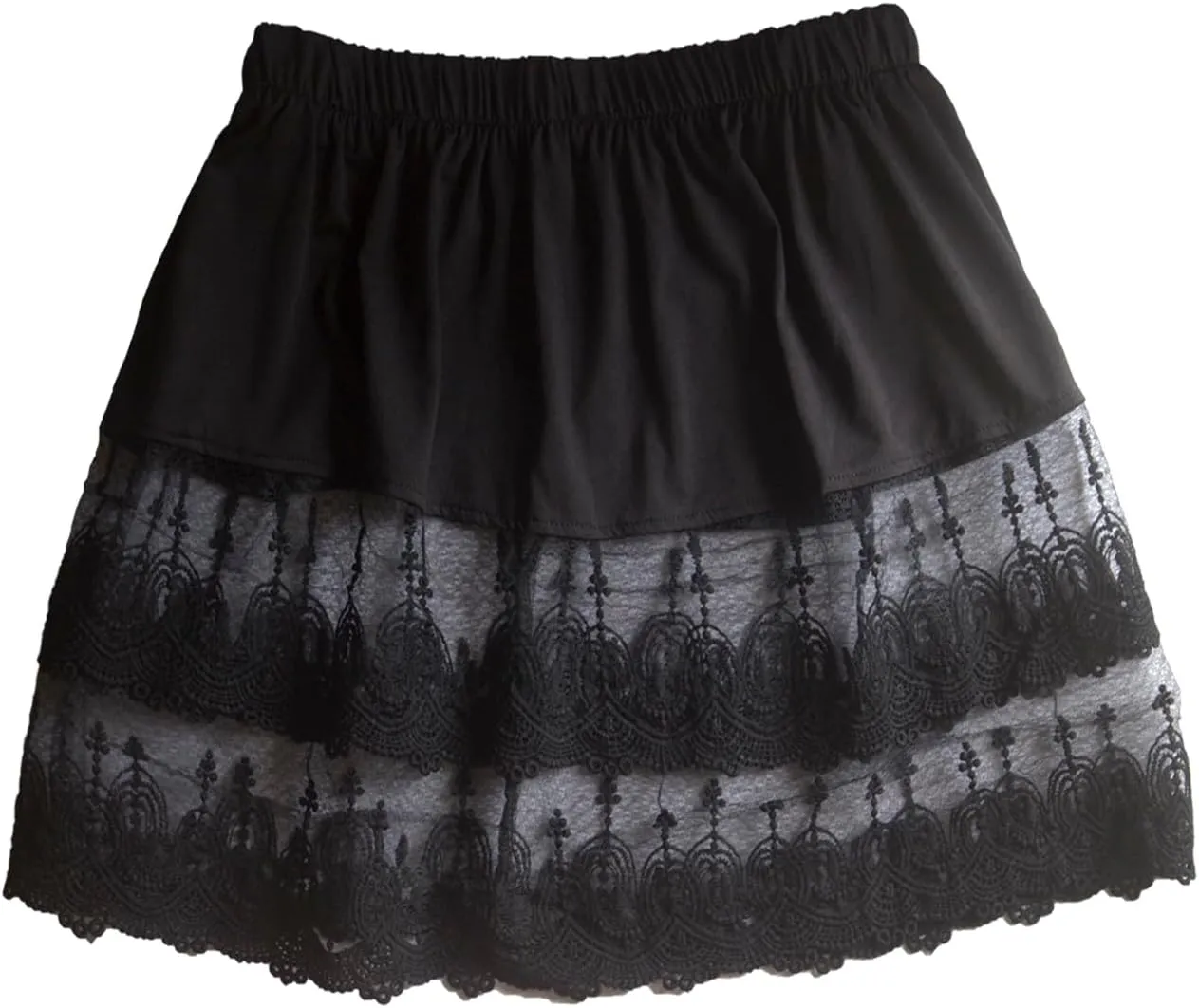 Vanrose Jan Women's Sheer Underskirt See Through Lace Trim Layering V28 Black S/M
