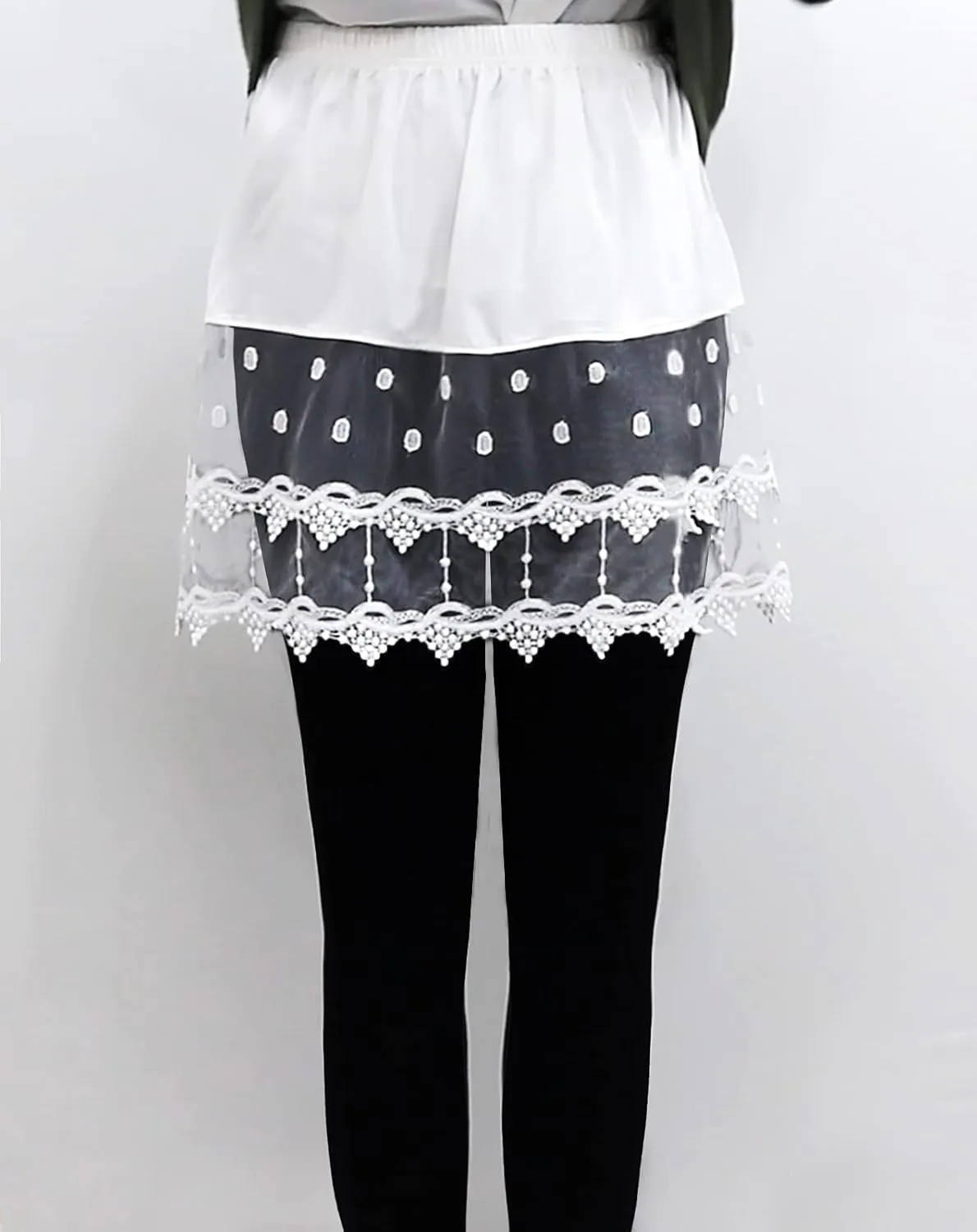 Vanrose Jan Women's Sheer Underskirt See Through Lace Trim Layering V28 Black S/M