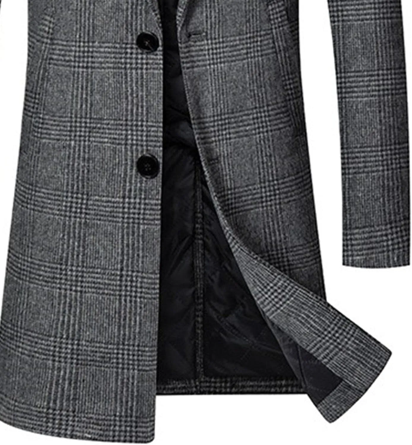 Winter Casual Trench Coat for Men Single Breasted Wool Blend Long Pea Coat Slim Fit Mid Long Business Overcoat