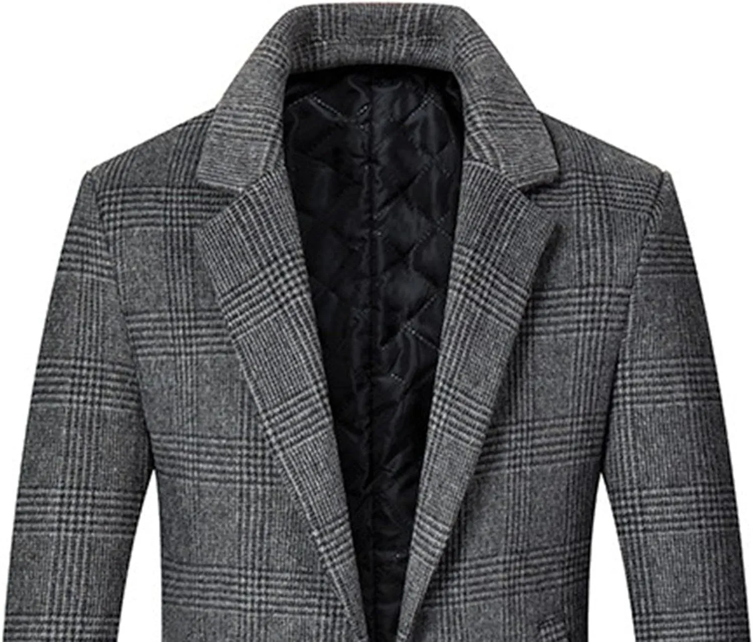 Winter Casual Trench Coat for Men Single Breasted Wool Blend Long Pea Coat Slim Fit Mid Long Business Overcoat