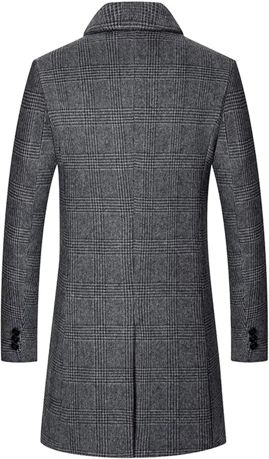 Winter Casual Trench Coat for Men Single Breasted Wool Blend Long Pea Coat Slim Fit Mid Long Business Overcoat