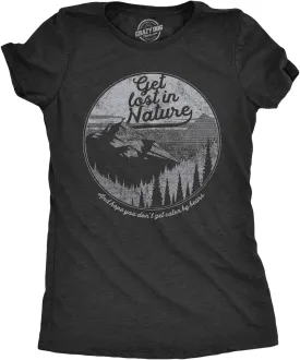 Womens Get Lost in Nature T Shirt Cool Outdoor Adventure Tee for Ladies