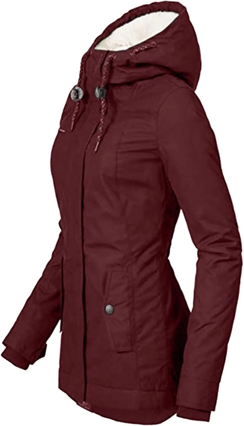 Women's Hooded Winter Coat Long Warm Fleeced Lined Long Jackets Thicken Fleece Jacket Fur Hooded Military Parka Coat
