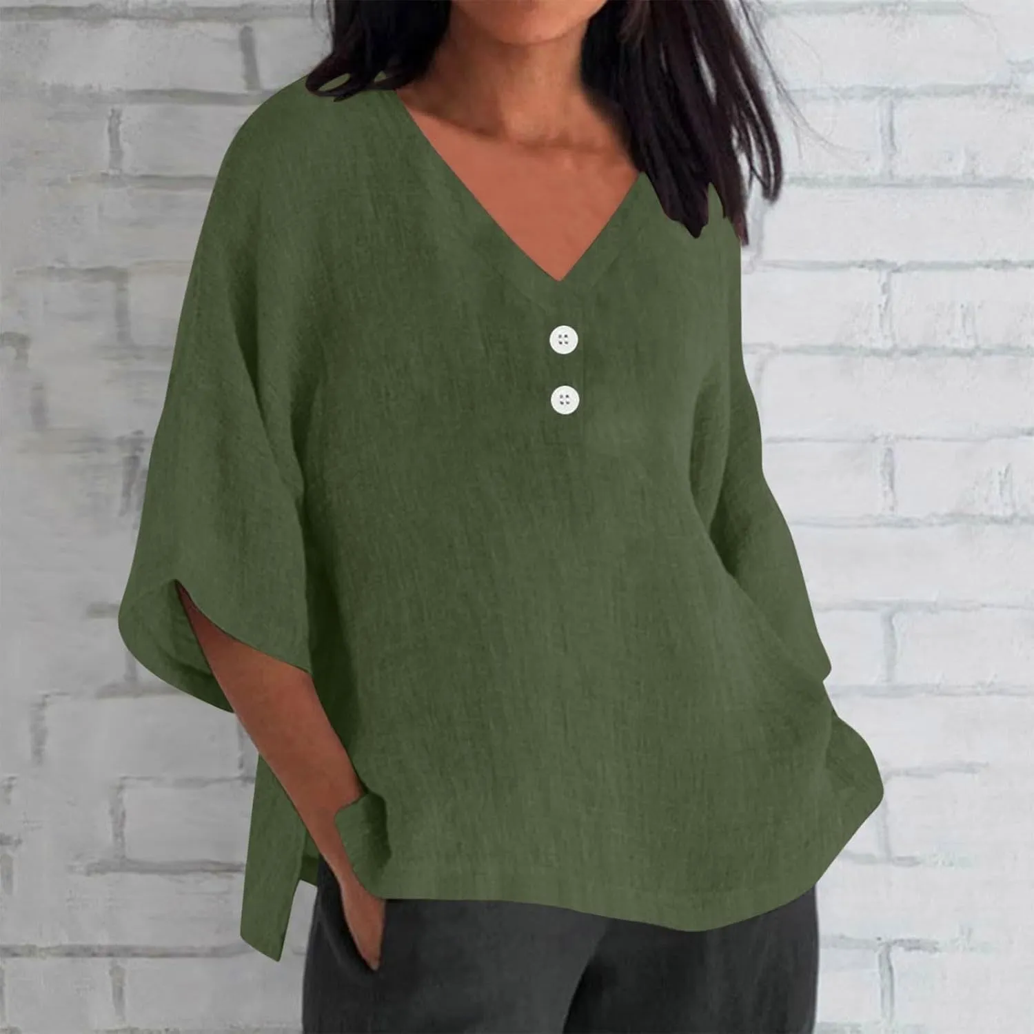 Women's Linen Short Sleeve Top - Breathable Summer Shirt for Women, Soft & Lightweight, Versatile Casual Beach Tee