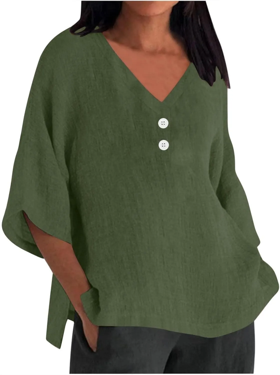 Women's Linen Short Sleeve Top - Breathable Summer Shirt for Women, Soft & Lightweight, Versatile Casual Beach Tee
