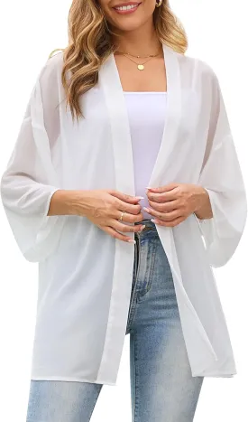 Women's Summer Kimono Cardigans Light Thin Beach Vacation Cover Up Casual Blouse Tops