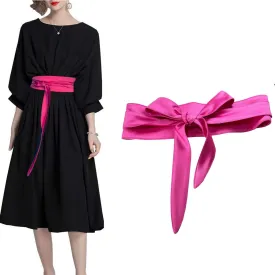 Women's Wide Belt with Bouble loop dress Lace-up waist cover Obi Bowknot Cinch Wrap Around Wide Waistband Knotted Belt for Dress