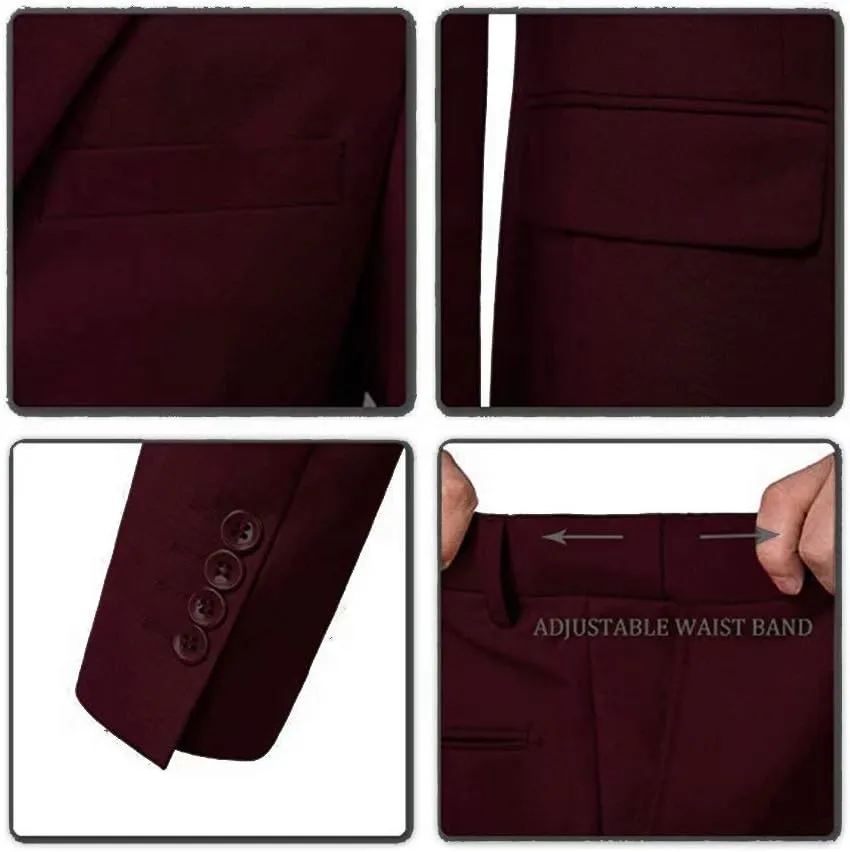 Yanlu Mens 3-Piece Suit Notched Lapel One Button Slim Fit Formal Jacket Vest Pants Set for Men Country Wedding Style