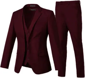 Yanlu Mens 3-Piece Suit Notched Lapel One Button Slim Fit Formal Jacket Vest Pants Set for Men Country Wedding Style